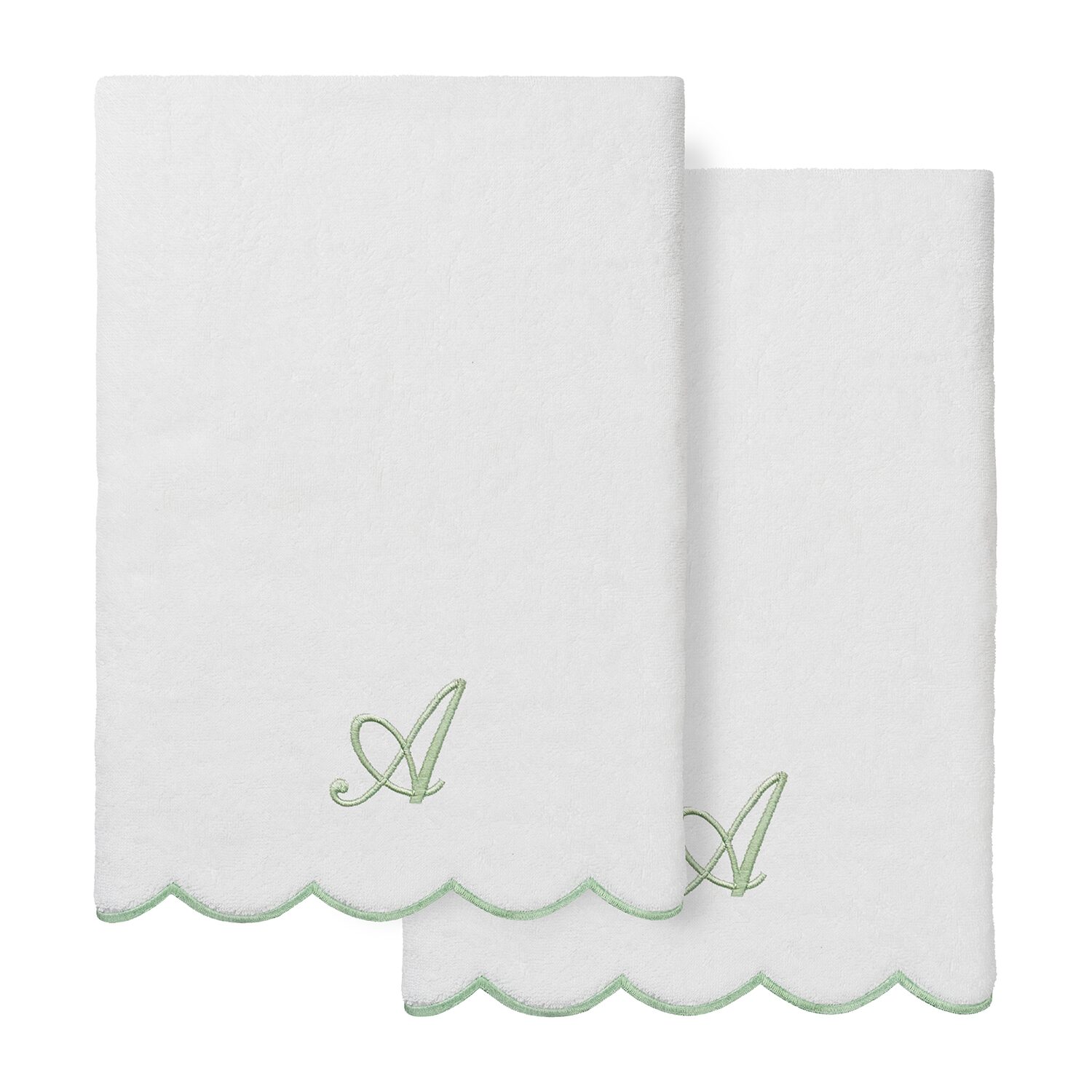 Linum Home Textiles Adornia Gray Scallop Personalized 2-pc. Quick Dry Bath Towel Set