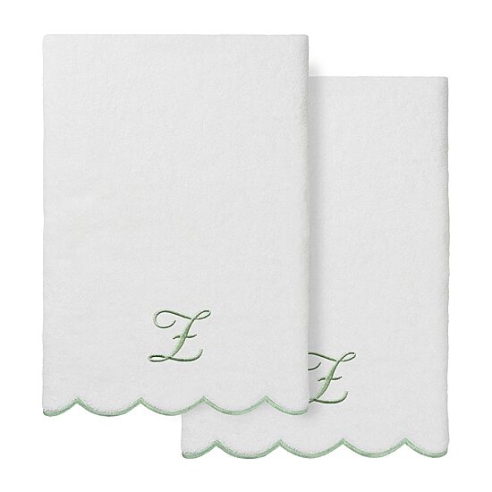 Linum Home Textiles Adornia Gray Scallop Personalized 2-pc. Quick Dry Bath Towel Set