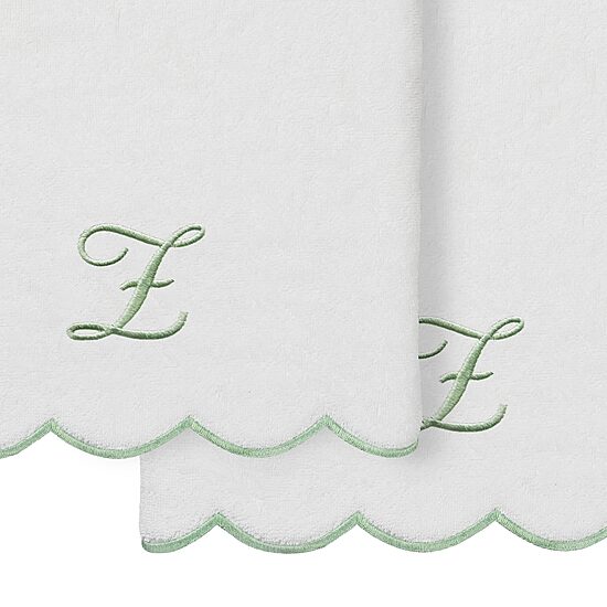 Linum Home Textiles Adornia Gray Scallop Personalized 2-pc. Quick Dry Bath Towel Set
