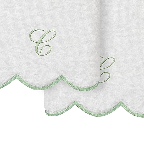 Linum Home Textiles Adornia Green Scallop Personalized 2-pc. Hand Towel