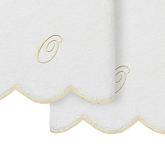 Linum Home Textiles Adornia Beige Scallop Personalized 2-pc. Hand Towel