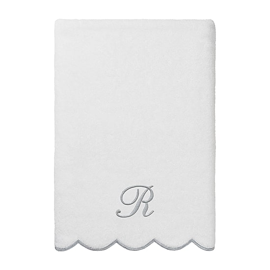 Linum Home Textiles Adornia Gray Scallop Personalized 3-pc. Quick Dry Bath Towel Set