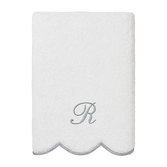 Linum Home Textiles Adornia Gray Scallop Personalized 3-pc. Quick Dry Bath Towel Set