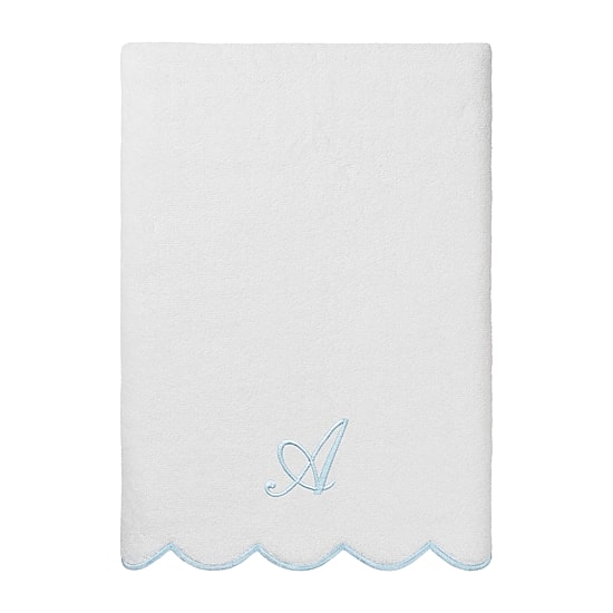 Linum Home Textiles Adornia Blue Scallop Personalized 3-pc. Quick Dry Bath Towel Set