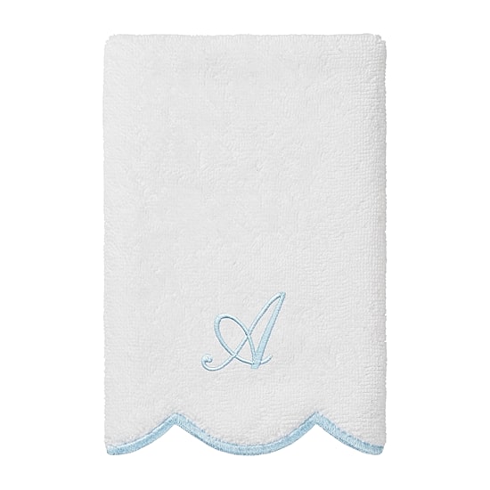 Linum Home Textiles Adornia Blue Scallop Personalized 3-pc. Quick Dry Bath Towel Set