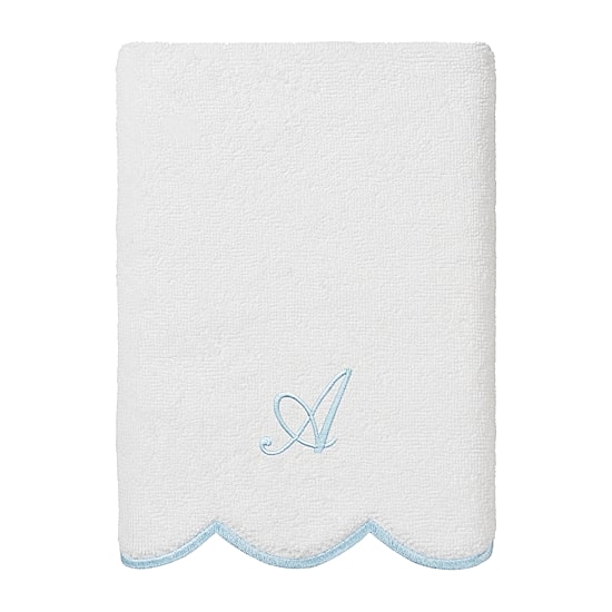 Linum Home Textiles Adornia Blue Scallop Personalized 3-pc. Quick Dry Bath Towel Set