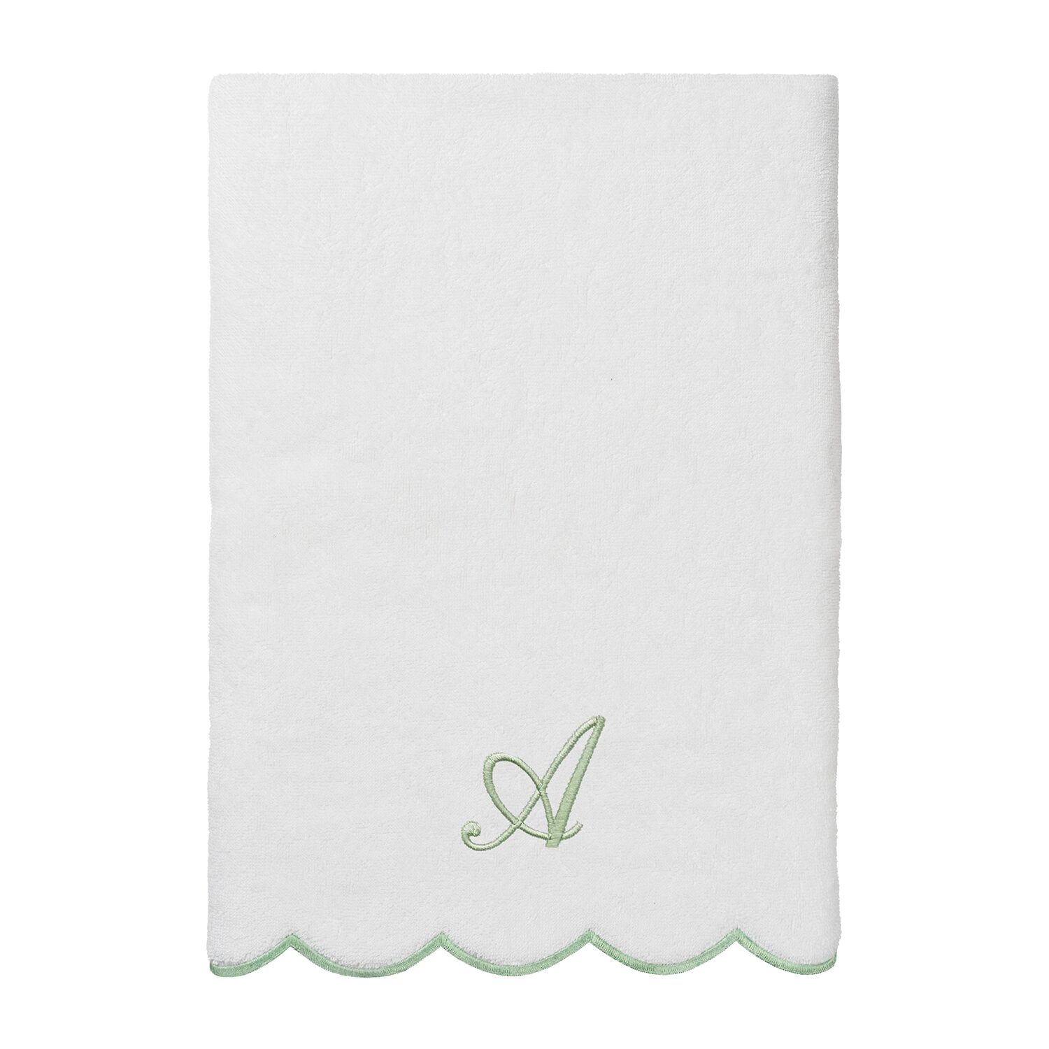 Linum Home Textiles Adornia Green Scallop Personalized 3-pc. Quick Dry Bath Towel Set