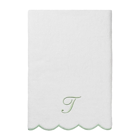 Linum Home Textiles Adornia Green Scallop Personalized 3-pc. Quick Dry Bath Towel Set