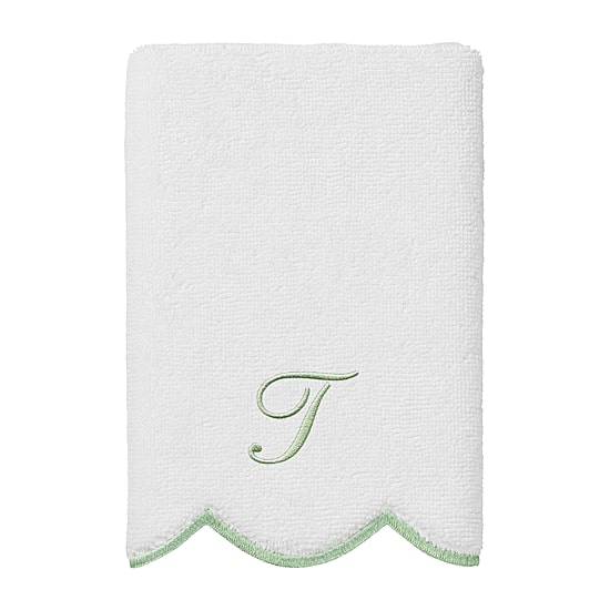 Linum Home Textiles Adornia Green Scallop Personalized 3-pc. Quick Dry Bath Towel Set