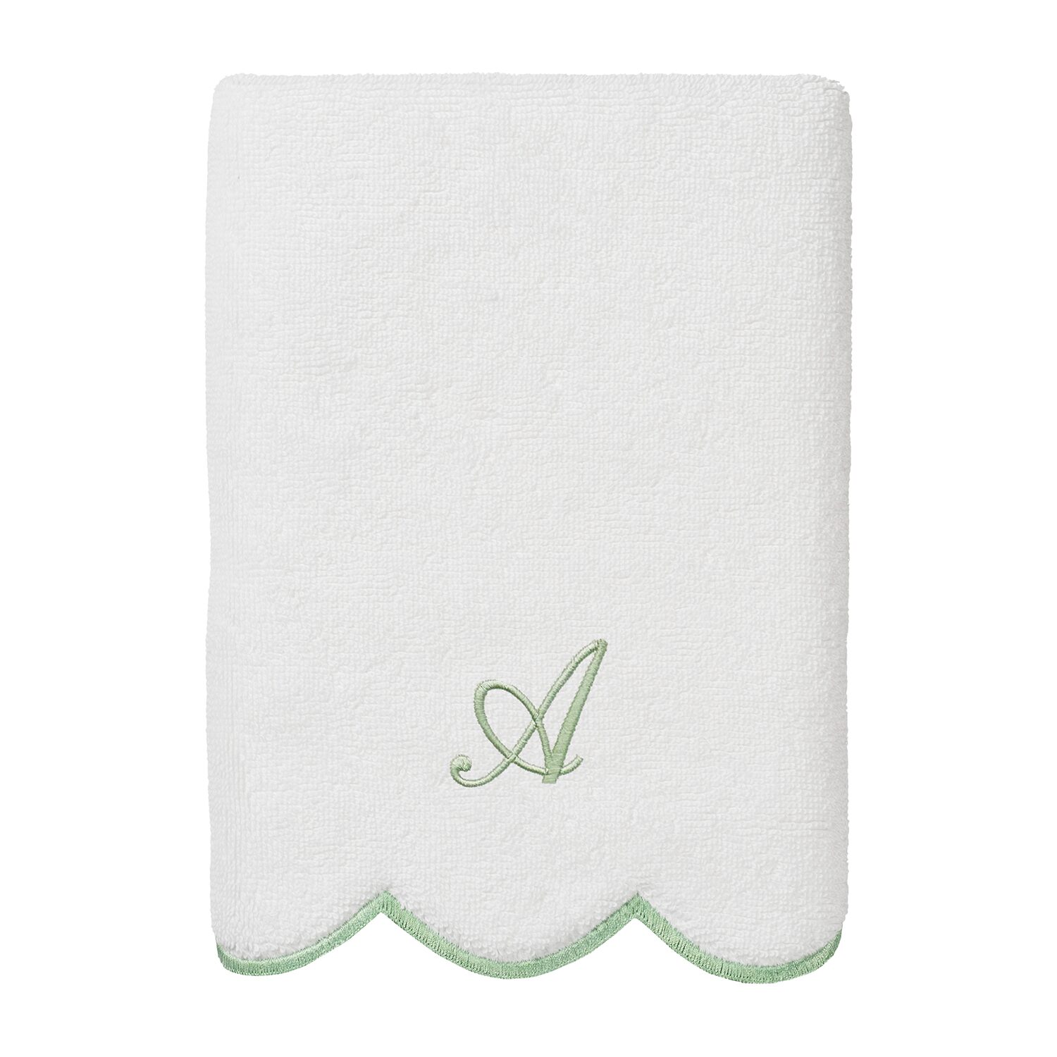 Linum Home Textiles Adornia Green Scallop Personalized 3-pc. Quick Dry Bath Towel Set