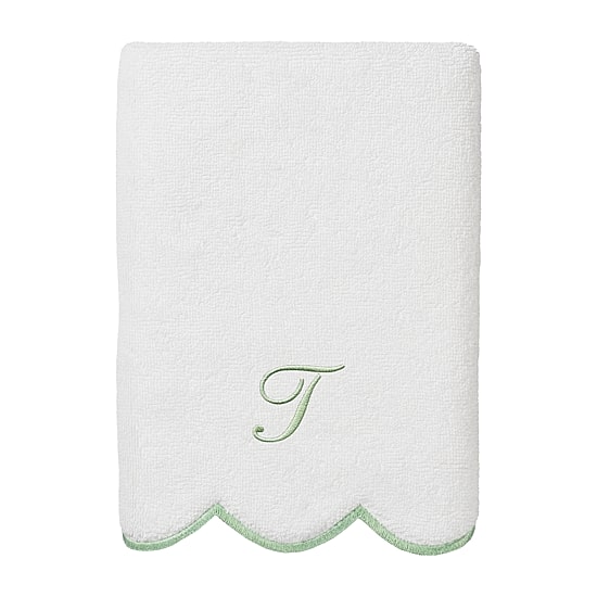 Linum Home Textiles Adornia Green Scallop Personalized 3-pc. Quick Dry Bath Towel Set