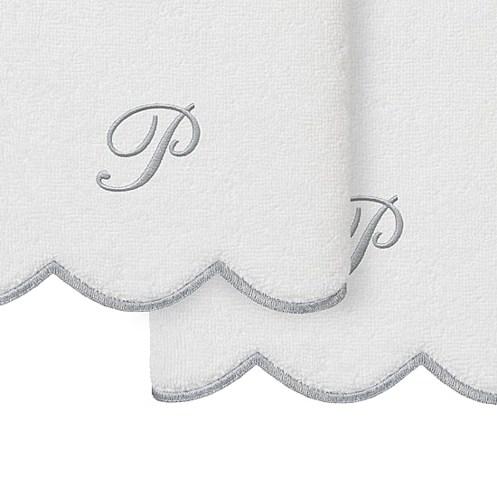 Linum Home Textiles Adornia Gray Scallop Personalized 2-pc. Hand Towel