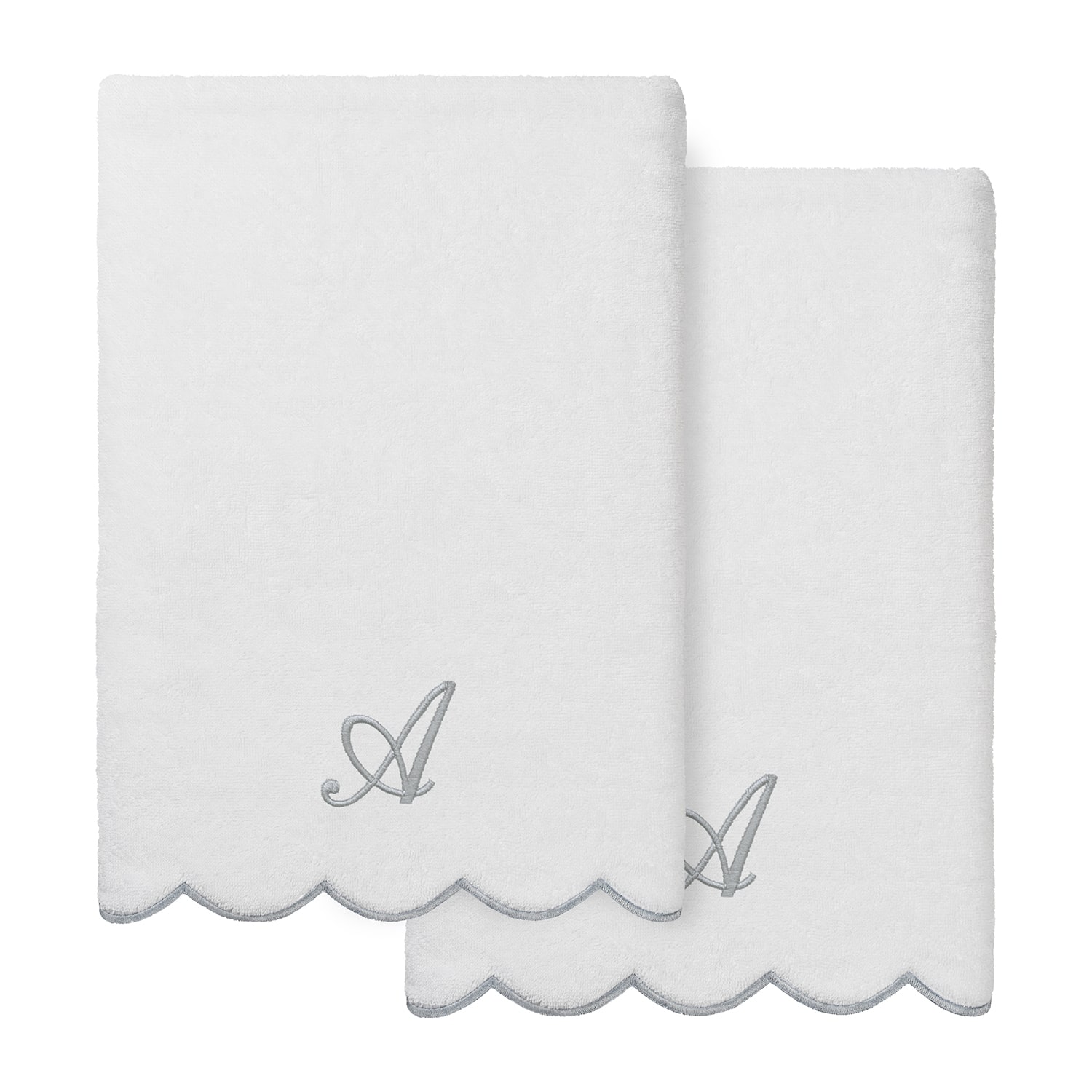 Linum Home Textiles Adornia Scallop Personalized -pc. Quick Dry Bath Towel Set