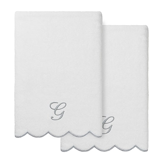 Linum Home Textiles Adornia Gray Scallop Personalized 2-pc. Quick Dry Bath Towel Set