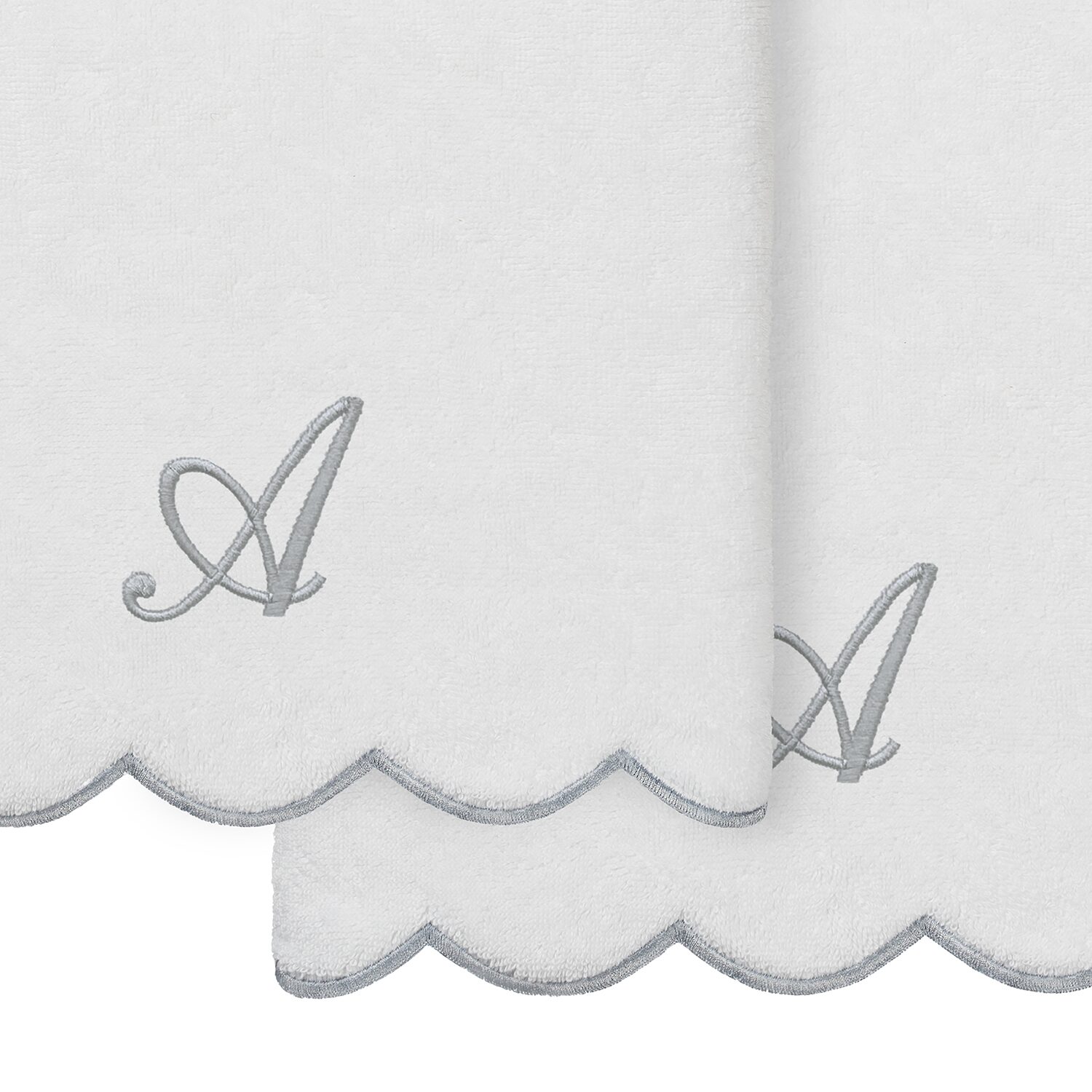 Linum Home Textiles Adornia Scallop Personalized -pc. Quick Dry Bath Towel Set