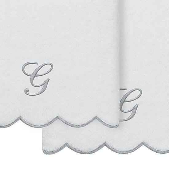 Linum Home Textiles Adornia Gray Scallop Personalized 2-pc. Quick Dry Bath Towel Set