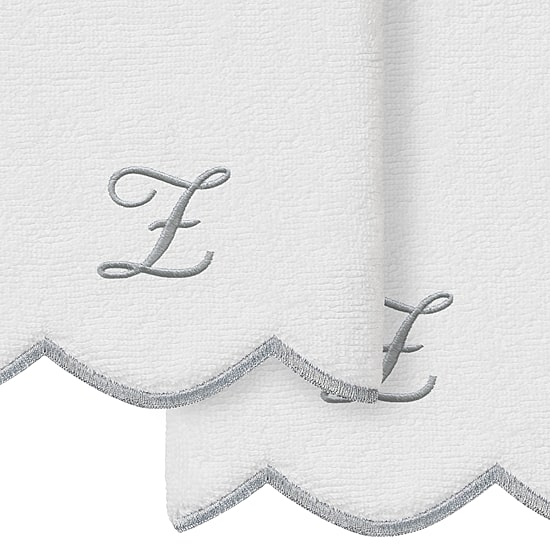 Linum Home Textiles Adornia Gray Scallop Personalized 2-pc. Fingertip Towel