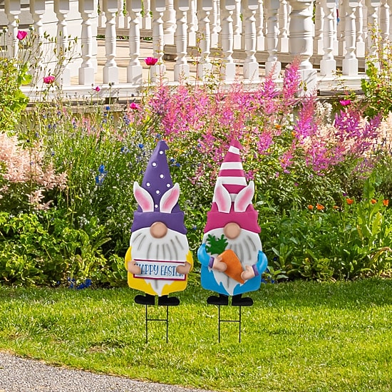 Northlight 27" Happy Gnomes Outdoor Garden Stakes Easter Yard Art
