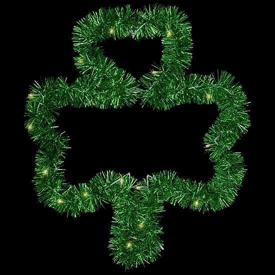 Northlight 25" Led Lighted Tinsel Shamrock Window Battery Operated St. Patricks Day Indoor Garland
