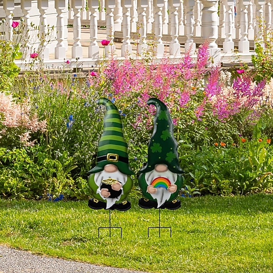 Northlight 28" Pot Of Gold And Rainbow Gnomes Outdoor St. Patricks Day Yard Art