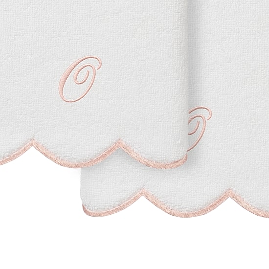 Linum Home Textiles Adornia Pink Scallop Personalized 2-pc. Hand Towel