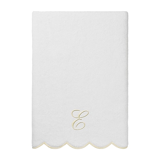 Linum Home Textiles Adornia Beige Scallop Personalized 3-pc. Quick Dry Bath Towel Set