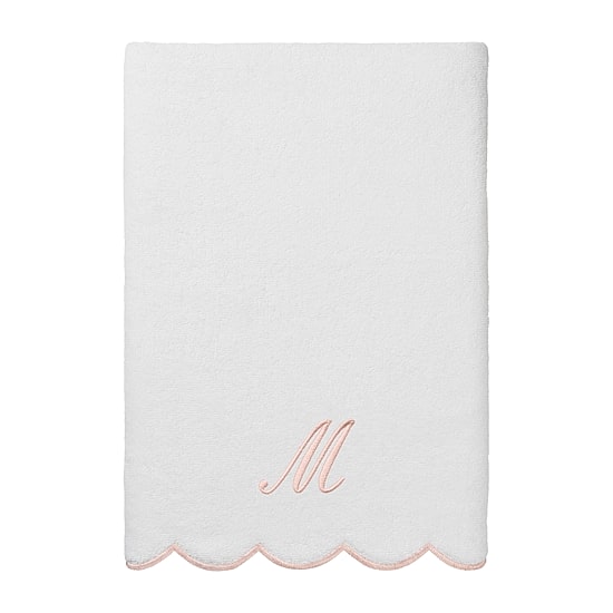 Linum Home Textiles Adornia Pink Scallop Personalized 3-pc. Quick Dry Bath Towel Set