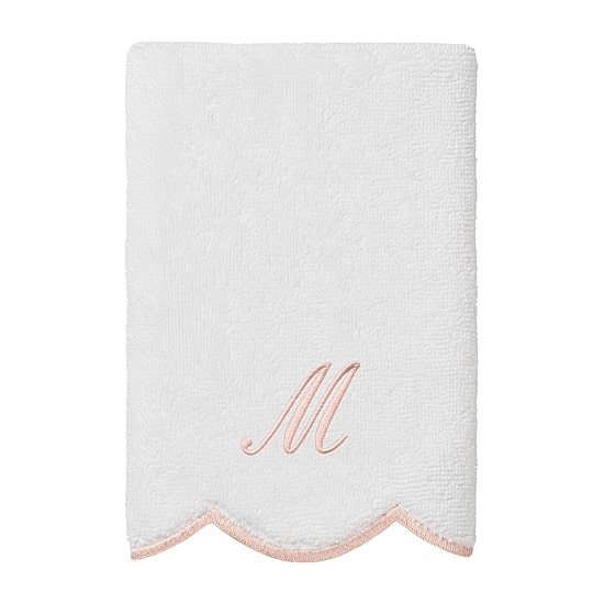 Linum Home Textiles Adornia Pink Scallop Personalized 3-pc. Quick Dry Bath Towel Set