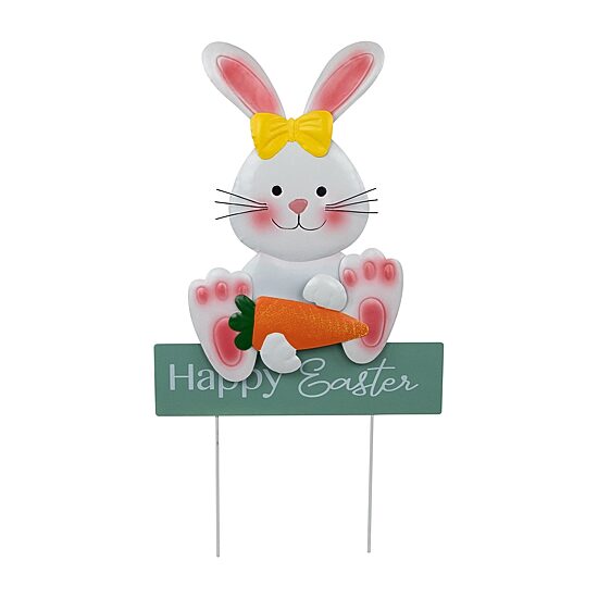 Northlight 19" Bunny With Carrot Happy Outdoor Easter Yard Art