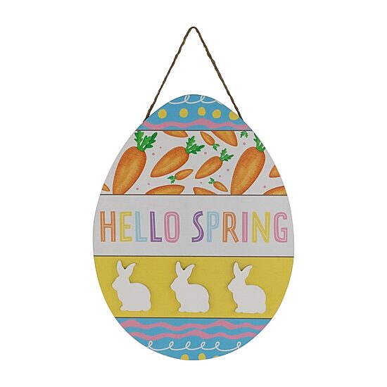 Northlight 16" Hello Spring Egg Wooden Wall Sign