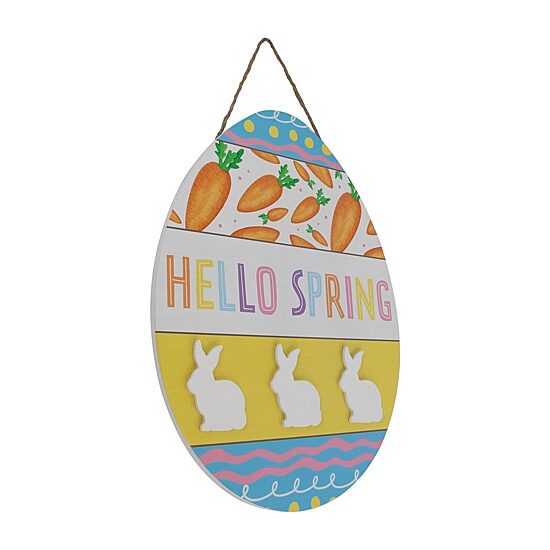 Northlight 16" Hello Spring Egg Wooden Wall Sign