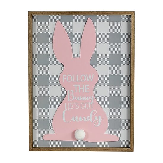 Northlight 16" Framed Follow The Bunny He'S Got Candy Wall Sign