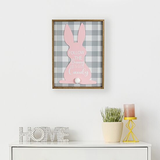 Northlight 16" Framed Follow The Bunny He'S Got Candy Wall Sign