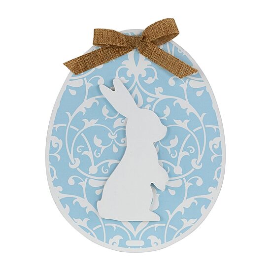 Northlight 10" Egg With Bunny And Burlap Bow Wooden Wall Sign
