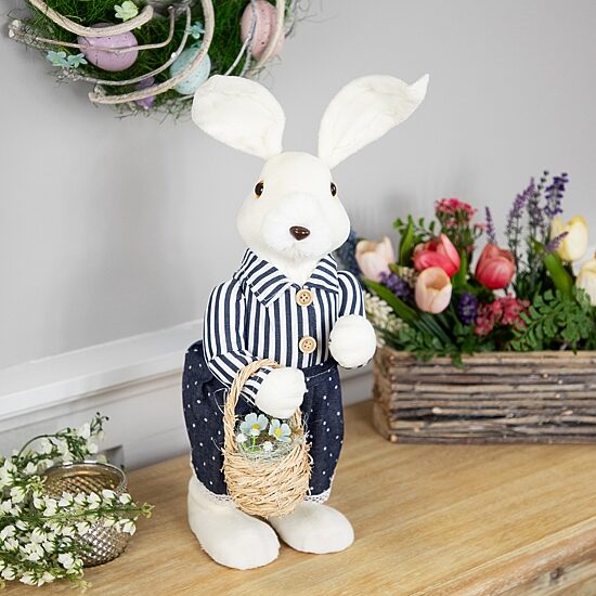 Northlight 19" Standing Girl Bunny With Basket Easter Figurine