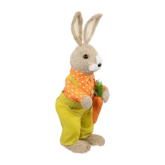 Northlight 16" Standing Boy Rabbit With Carrot Easter Figurine