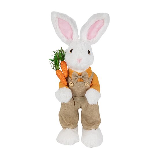 Northlight 15" Plush Standing Boy Rabbit In Overalls Easter Figurine