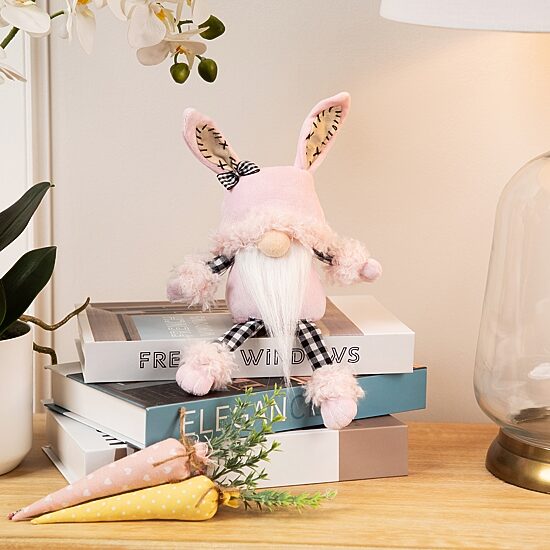 Northlight 12" Bunny Ears Sitting With Dangling Legs Easter Gnome