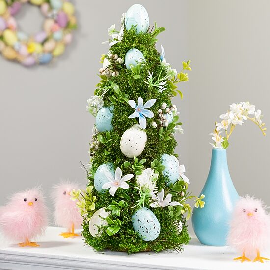 Northlight 14" Floral And Foliage Egg Tabletop Tree