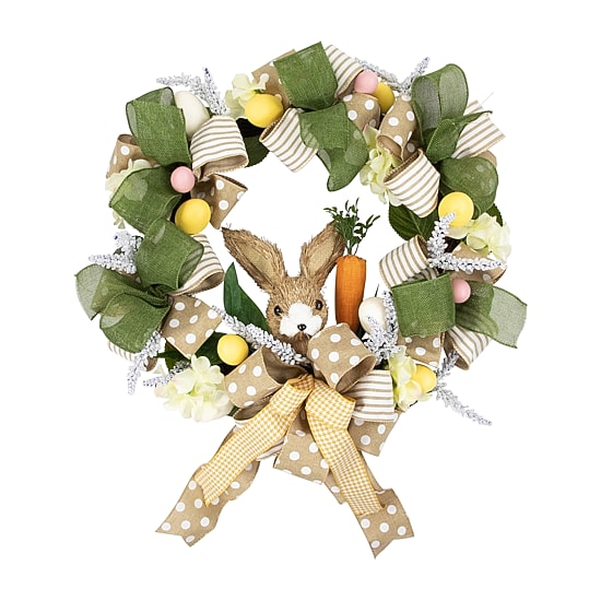 Northlight 22" Bunny And Bows Floral Unlit Wreath