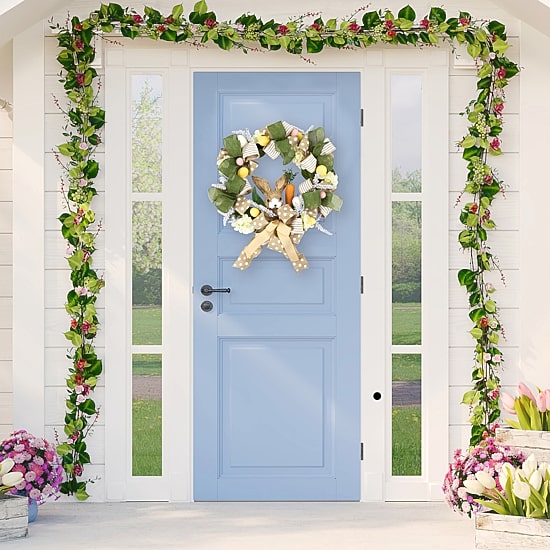 Northlight 22" Bunny And Bows Floral Unlit Wreath