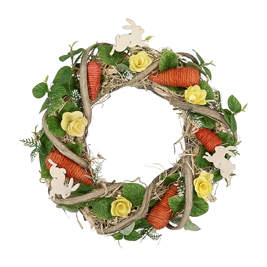 Northlight 12" Bunnies And Carrots Artificial Twig Wreath