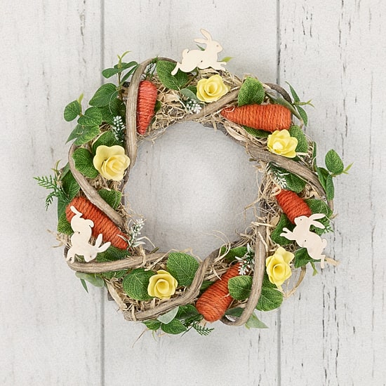 Northlight 12" Bunnies And Carrots Artificial Twig Wreath