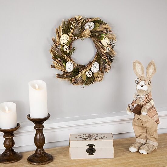 Northlight 14" Speckled Eggs And Feathers Artificial Wreath