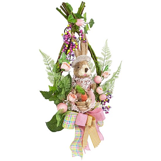 Northlight 22" Flower Bunny Moss Vines Unlit Wreath