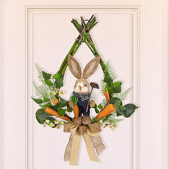 Northlight 22" Farmer Bunny Moss Vines Unlit Wreath