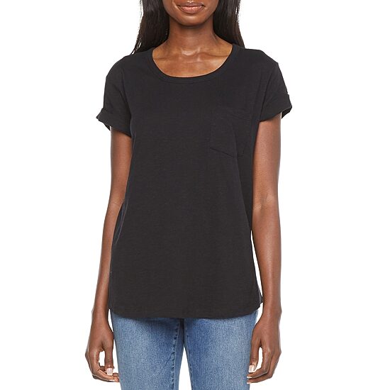 a.n.a Womens Round Neck Short Sleeve T-Shirt
