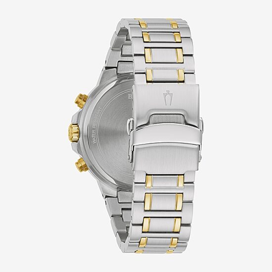 Bulova Mens Chronograph Diamond Accent Two Tone Stainless Steel Bracelet Watch 98d159