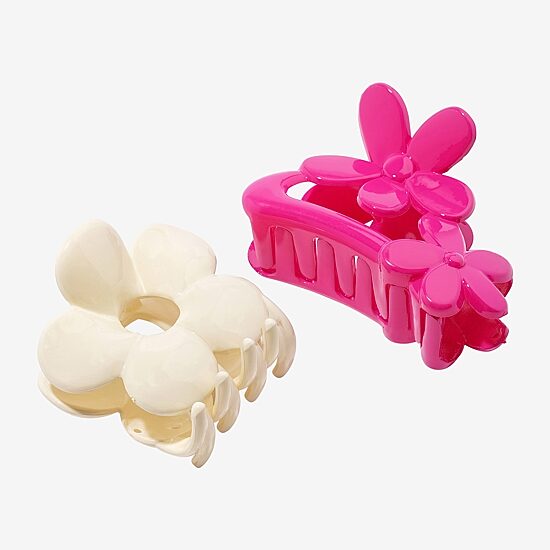 Arizona White & Pink Flower 2-pc. Hair Clip