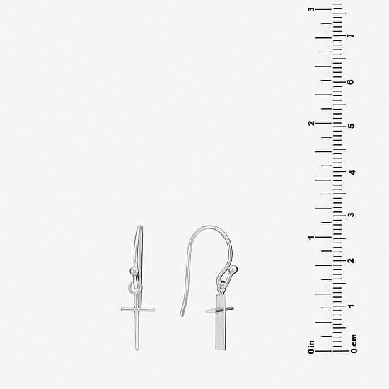 Silver Treasures Womens Sterling Silver Cross Drop Earrings